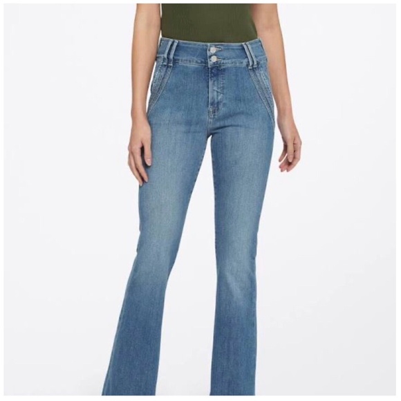 Frame The Double Detail High Rise Flare Denim Jeans Color Merced Size 32 - NWT - Picture 8 of 16